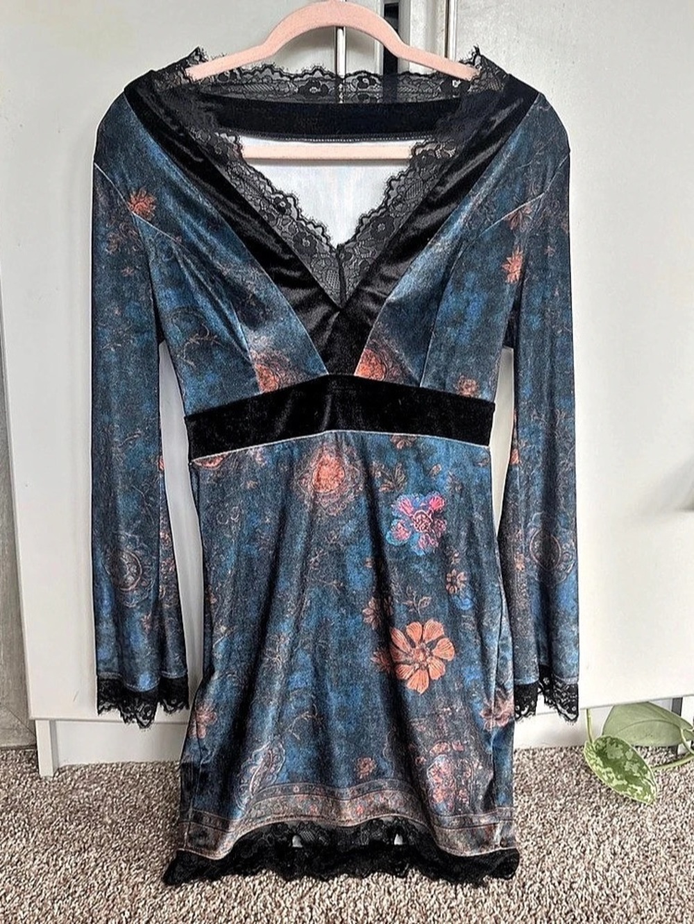 Floral Velvet Mini Dress